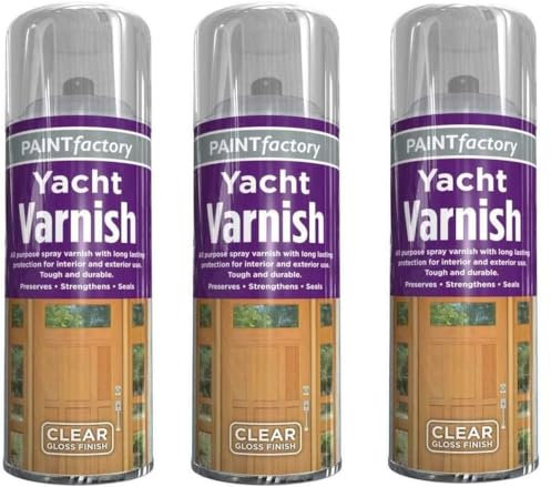 YSAMAX 6 x Yacht Varnish Spray Paint with Gloss Finish Protects Exterior Woods with Special Resistance in Marine Environments Ideal for Boats, Yachts and Furniture (250 ML)