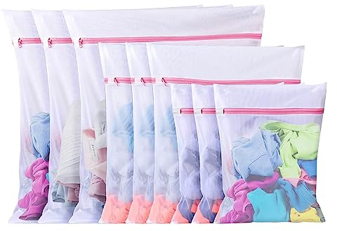 ZHIYUQL 10 Stück Wäschenetz für Waschmaschine, Wäschesack Wäschebeutel mit Reißverschluß Groß Mesh Wäschesäcke für Hemden BHs Socken Schuhe Pullover Babykleidung(3 Größen)