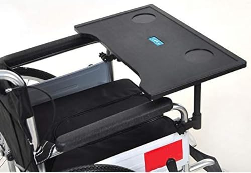 DaoGeSir ABS Rollstuhl Tablett Tisch Mit 2*Getränkehaltern Rollstuhltisch Abnehmbarer Tragbarer Rollstuhl Lap Tablett Tisch Therapietisch Für Manuell Angetriebene Oder Elektrische Rollstühle