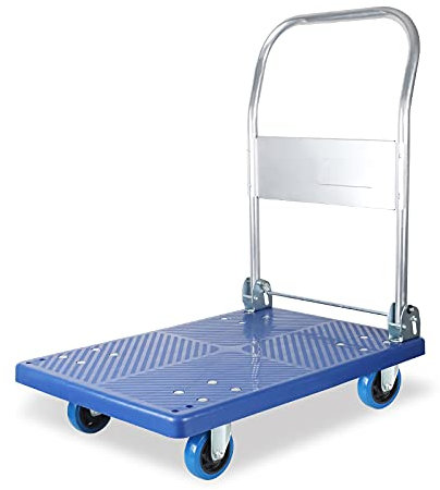Plattform-Handwagen Push Cart Trolley Robuste Kunststoffplatte und klappbarer Griff for einfache Lagerung und stummgeschaltete 360-Grad-Schwenkräder for den Transport Zusammenklappbarer Handkarren (S