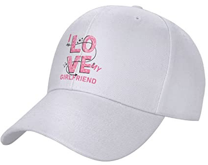 FWJZDSP Baseballkappe mit Aufschrift „I Love My Girlfriend“, Pink, modisch, Vintage, niedriges Profil, verstellbare Unisex-Dad-Mütze, Schwarz