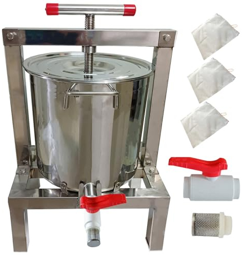 HCTOOL Honey Press Extractor Wax Machine Stainless Steel Honey Press Beeswax Machine Manual Large Bee Honey Presser Fruit Wine Press For Honey Wine Juice Vegetables Olive Oil Making