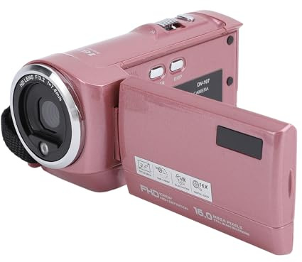 ASHATA 2K 48MP Videokamera Camcorder, Vlogging Kamera Recorder, 2,4 Zoll Videorecorder Kamera mit 270 Grad Drehbildschirm, 16 facher Zoom, Integriertes LED Fülllicht