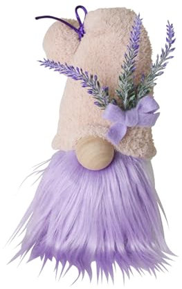 ENLACE Frühlingswichtel, Lavendel Wichtel, Frühlingsdeko Wichtel Zwerge mit Lila Lavendel Blumen, Handgefertigte Frühling Wichtel für Home Tiered Tray Party Bauernhaus Decorations