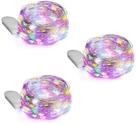 3PCS Fairy Lights, 300CM/10Ft 30LED Coloured Led Fairy String Lights Battery Operated Waterproof Copper Wire Light for Indoor Outdoor Lighting Christmas Party Wedding Bedroom Bottle Decoration