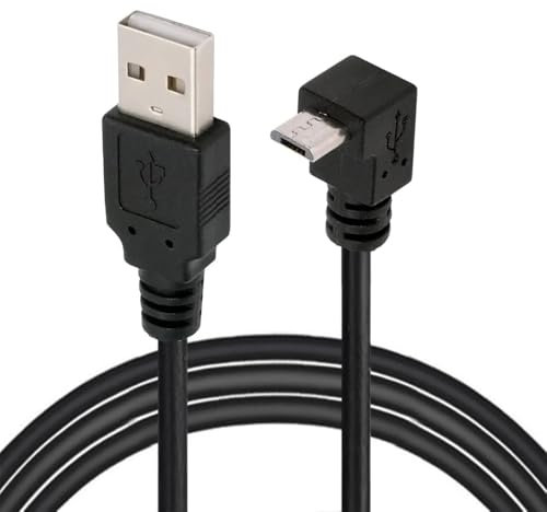 JSER Cable de Carga de Datos de 90 Grados en ángulo Recto de Micro USB 2.0 Tipo 5 Pines a USB 2.0 Tipo A de 480 Mbps para teléfono, Tableta, computadora, cámara (150 cm)