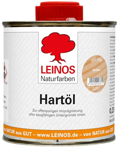 LEINOS Holzöl 250 ml | Hartöl Farblos für Tische Möbel Arbeitsplatten | Teak Eiche Möbelöl für effektive Versiegelung und langanhaltenden Schutz im Innenbereich