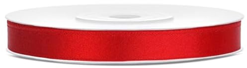 HIKIhooray Satinband Rot 6 mm × 25 m – doppelseitig schimmerndes Geschenkband/Schleifenband aus Polyester – für Geschenkverpackung, Hochzeit, Basteln & Floristik