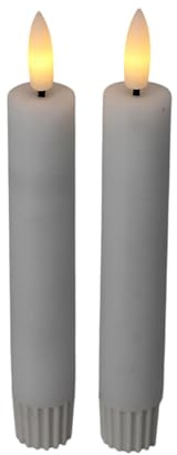 ZICOM LED 2er Set Dekokerze Stabkerze Echtwachs weiß klein batteriebetrieben, mit Timer 6h, Batteriefach für 1xAA, 1,5V, LxBxH 2,2x2,2x15 cm besondere Anlässe Weihnachten, Dekoration