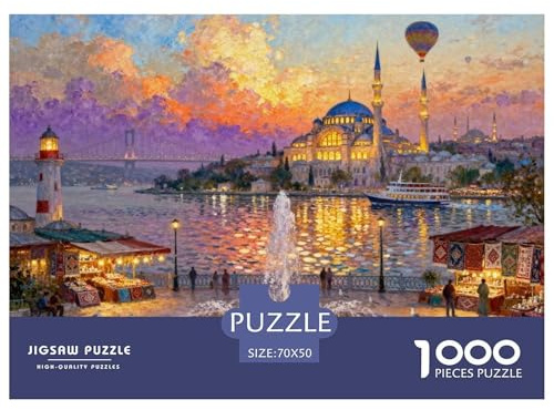 Istanbul Hagia Sophia Dämmerung Hölzerne Puzzles Wasserfest 1000-teiliges Puzzle Für Erwachsene Bunt Lernspiele