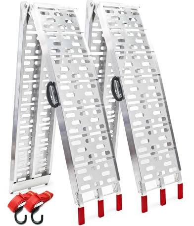 Wiltec 2X Auffahrrampe 226 cm 680 kg für Motorrad ATV Quad, Aluminium Auffahrschiene faltbar, Verladerampe rutschsicher