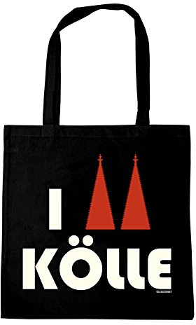 Logoshirt® Köln I I Love Kölle I wiederverwendbare Tasche I Stofftasche I Baumwolltasche I bedruckt I 100% Baumwolle I mit langen Tragegriffen I schwarz I lizenziertes Originaldesign