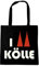 Logoshirt® Köln I I Love Kölle I wiederverwendbare Tasche I Stofftasche I Baumwolltasche I bedruckt I 100% Baumwolle I mit langen Tragegriffen I schwarz I lizenziertes Originaldesign