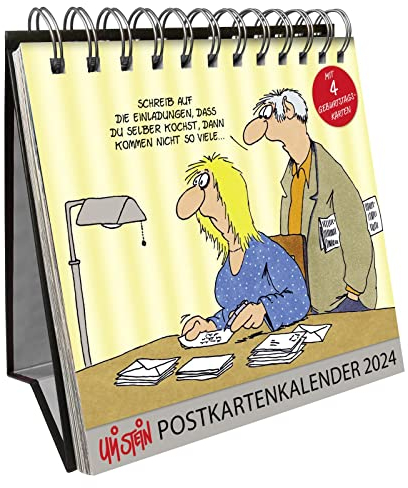 Uli Stein Postkartenkalender 2024: Tischkalender mit Spiralbindung und 53 Postkarten zum Heraustrennen und Versenden (Uli Stein Kalender 2024)
