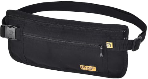 Travel Blue Ultra-Slim Money Safe Bauchtasche Damen & Herren, Bauchtasche Alternative – Versteckt Geld, Kreditkarten, Reisepass, Atmungsaktives Material, Verstellbarer Gurt 08