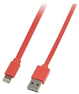 LINDY 31394 Reversibles USB an Lightning Flachbandkabel, orange 1m
