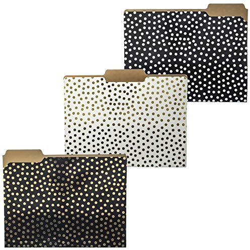 Graphique Aktenordner-Set mit goldenen Punkten – Das Akten-Set enthält 9 Ordner mit 3 einzigartigen Punkten, verziert mit Goldfolie auf robustem, dreifach gepunktetem beschichtetem Karton, 29,8 x 24,1