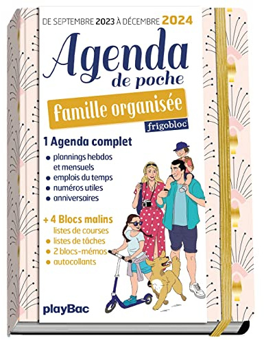 Agenda de poche 2024 de la famille organisée - rose (de sept. 2023 à déc. 2024): Couverture rose