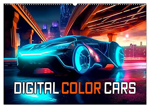 Digital Color Cars (Wandkalender 2025 DIN A2 quer), CALVENDO Monatskalender