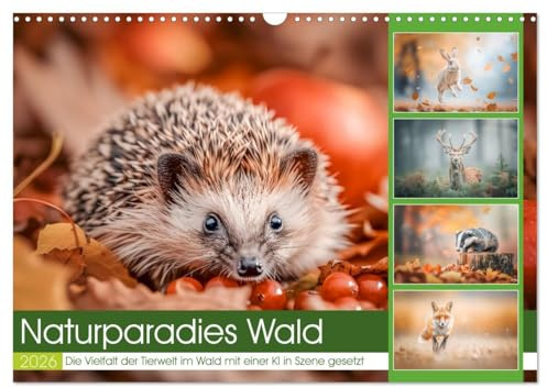 Naturparadies Wald (Wandkalender 2026 DIN A3 quer), CALVENDO Monatskalender: Dieser atemberaubende Kalender begleitet Sie durch das Jahr und zeigt die ... ihrer natürlichen Umgebung. (CALVENDO Tiere)