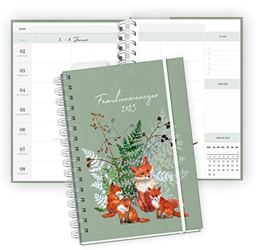 Familienkalender 2023 Buch mit 5 Spalten I 1 Woche 2 Seiten I Buchkalender für die Familie I Familienplaner I Kalender mit To Do Listen, Ferienterminen, Stundenplänen uvm.