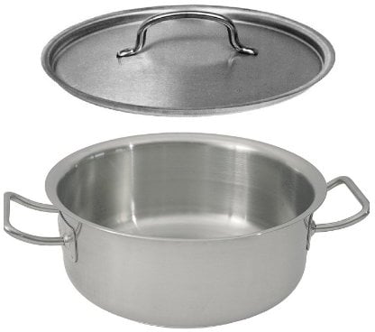 Bratentopf Kochtopf MIT DECKEL und Schüttrand CNS 32 cm Ø / 15,0 cm Höhe und 12,0 Liter Inhalt