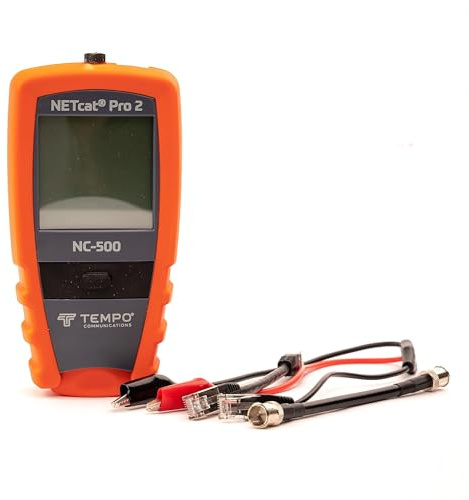 TEMPO NC-500 Digital Cable Tester for Voice, Data, Video, Coax, Etherne, Step TDR Wiring Troubleshooter, POE CAT5 CAT5e CAT6 Coax STP UTP (Professional Grade)
