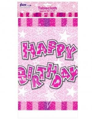 Pink Party Tableware Happy Birthday Plastic Tablecover