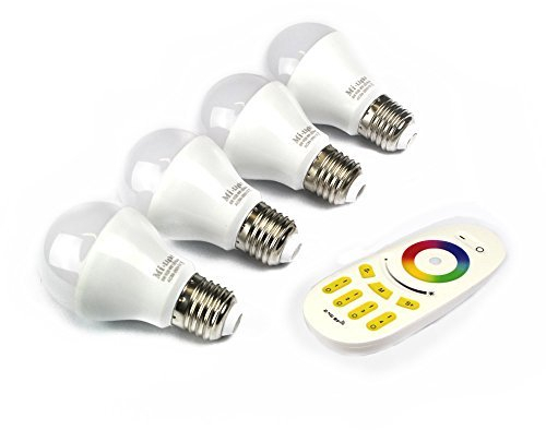 lighteu,4 x 2.4G RF Mi-Light RGBW wärmen weiße LED-Lampen-Birne E27 6W 220V w Fernbedienung von Mi-Light