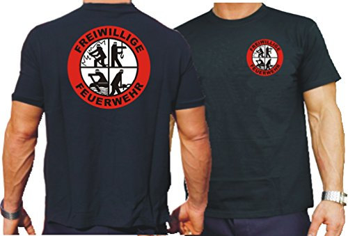 feuer1 T-Shirt Black, FF im roten Ring mit DFV-Signet