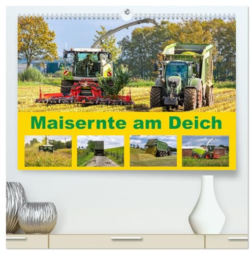 Maisernte am Deich (hochwertiger Premium Wandkalender 2026 DIN A2 quer), Kunstdruck in Hochglanz: Maisernte in der Osterstader Marsch - Schwere Maschinen im Ernteeinsatz (CALVENDO Technologie)