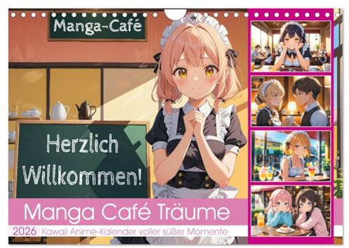 Manga Café Träume - Kawaii Anime-Kalender voller süßer Momente (Wandkalender 2026 DIN A4 quer), CALVENDO Monatskalender: Süße Manga- und Anime-Momente ... Gefühle für Anime-Fans (CALVENDO Menschen)