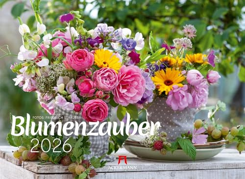 Blumenzauber Kalender 2026 | Farbenfroher Blumen-Kalender im Querformat (45x33 cm) | Für Florist:innen und Garten-Fans