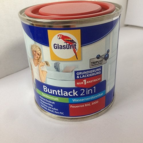 Glasurit Buntlack 2in1 seidenmatt wasserverdünnbar feuerrot 250 ml