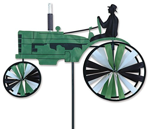 Windspiel - Tractor Old M GREEN - UV-beständig und wetterfest - Windräder: 2xØ25cm/2xØ15cm, Motiv: 58x40cm - inkl. Fiberglasstab und Bodendübel