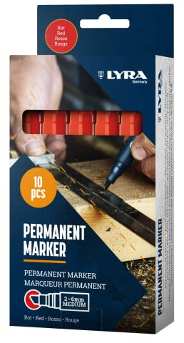 LYRA Permanent Marker rot Keilspitze mittel 2–6mm Kartonetui 1 0Stk. | ideal geeignet für professionelle, lichtbeständige Markierungen, schnell trocknende, permanente Tinte