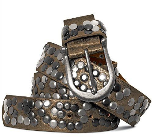 Caspar GU223 Damen Vintage Nietengürtel, Gürtelgröße:105, Farbe:antik gold