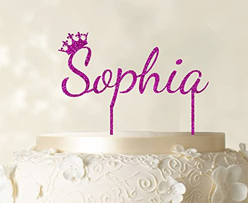 Printtoo Sophia Name-Kuchen-Deckel mit Krone Personalisierte Geburtstags-Kuchen-Deckel Farbenwahl 5 -7 Zoll breit