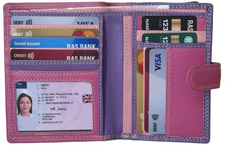 STARHIDE Damen Geldbörse 5535, RFID-Blockierung, kompakt, Leder, Mehrfarbig (Fuchsia Multi)