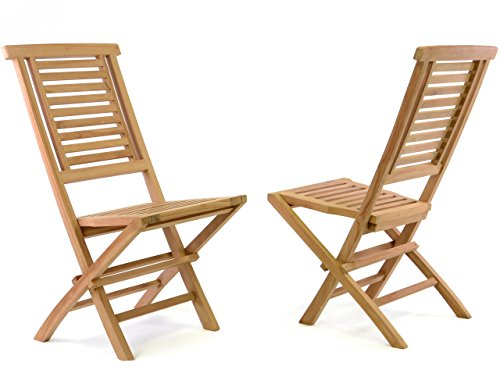 Divero 2er Set Klappstuhl HANTOWN aus Teakholz, behandelt – Farbe: Braun
