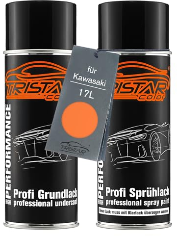 TRISTARcolor Peinture moto Kit bombes de peinture pour Kawasaki 17L Candy Burnt Orange Metallic Peinture de fond peinture de base aérosol 400 ml
