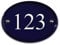 Navy Blue Oval Ceramic House Number, Personalised for Numbers 1-999, Landscape Orientation
