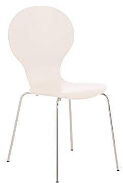 CLP Stapelstuhl Diego I Komfortabler Esszimmerstuhl I Metallgestell, Holzsitz I Ergonomisches Design I Platzsparend In Esszimmer Und Küche, Farbe:weiß