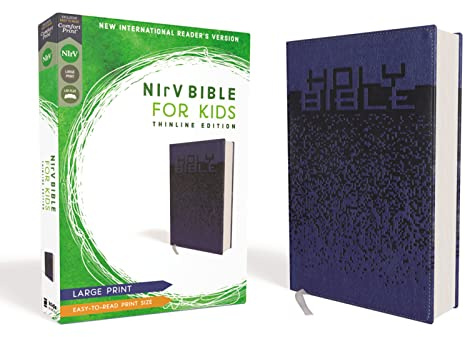 NIrV, Bible for Kids, Large Print, Leathersoft, Blue, Comfort Print: Thinline Edition