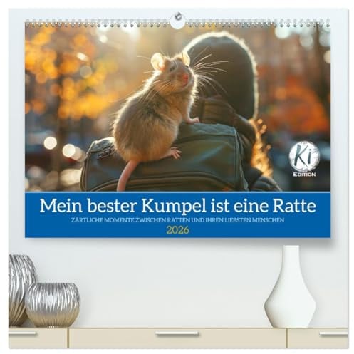 Mein bester Kumpel ist eine Ratte (hochwertiger Premium Wandkalender 2026 DIN A2 quer), Kunstdruck in Hochglanz: Rattenzauber: Momente der Liebe mit kleinen Nagerfreunden (CALVENDO Tiere)