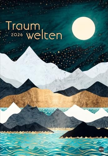 Traumwelten Posterkalender 2026: Tiere und Landschaften mit Metallic-Touch. Kunstkalender im Format 37 x 53,5 cm. Bildkalender 2026 von SpaceFrog Designs