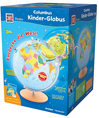 WAS IST WAS Junior Columbus Kinder-Globus: Leuchtglobus, Durchmesser 26 cm, Extra: mit Weltatlas (WAS IST WAS Junior Edition)