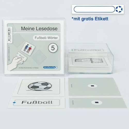 Meine Lesedose 5 - Fußball-Wörter: 24 Bild-Wort-Karten in Silben.