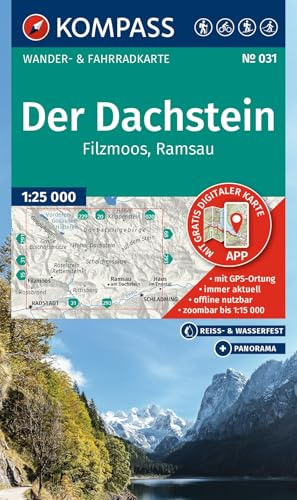 KOMPASS Wanderkarte 031 Der Dachstein, Ramsau, Filzmoos 1:25.000: Wander- und Fahrradkarte in einem - inklusive Offline-Verwendung in der KOMPASS-App. ... Radwege. Panorama. Skitouren. Langlaufen.