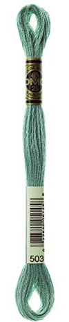 DMC 117-503 Six Stranded Cotton Embroidery Floss, Medium Blue Green, 8.7-Yard
